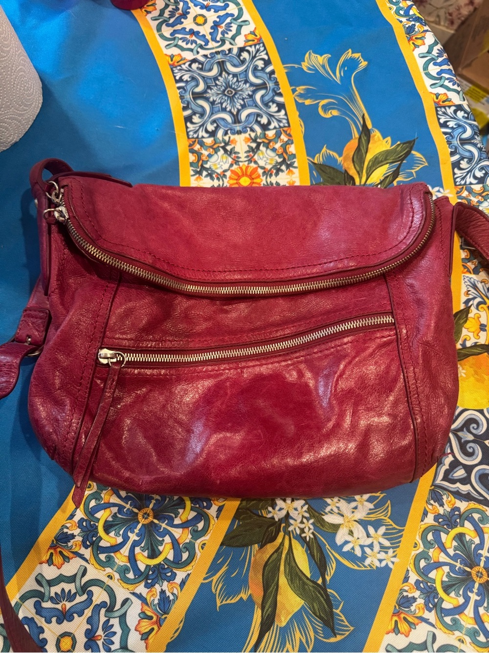 HOBO Raspberry Red Leather Shoulder Bag - Picture 2 of 7